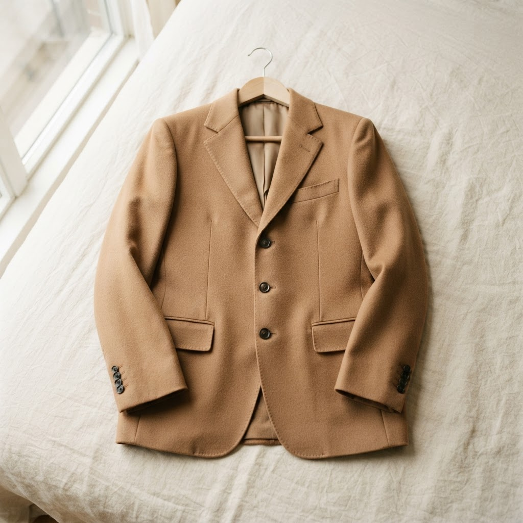 Blazer cintré, Camel structuré, échantillon