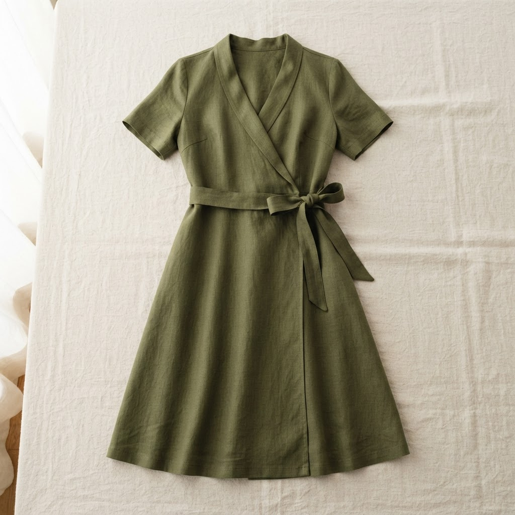 Robe portefeuille, Vert olive, échantillon